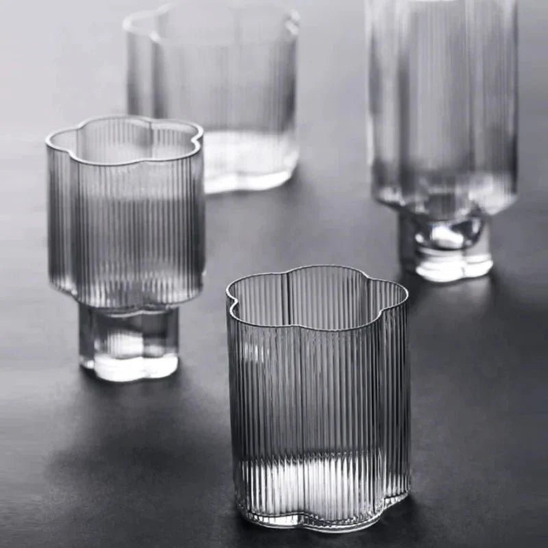 Hommfer – Tasse Fleurie en Verre avec Bord Doré et Carafe - Hommfer