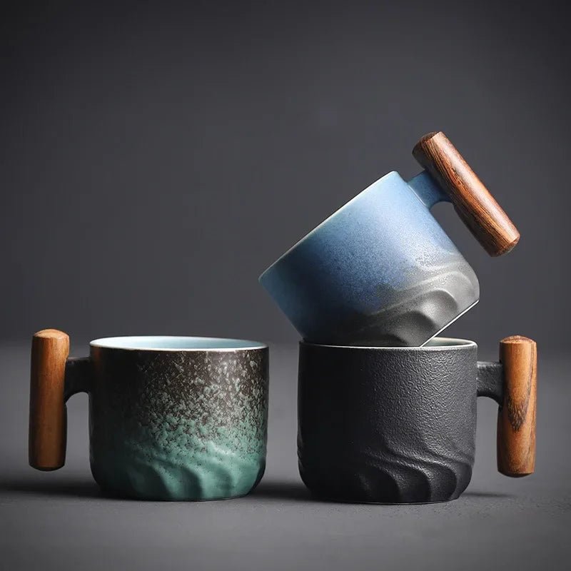 Hommfer – Tasses à espresso en céramique avec poignée en bois - Hommfer