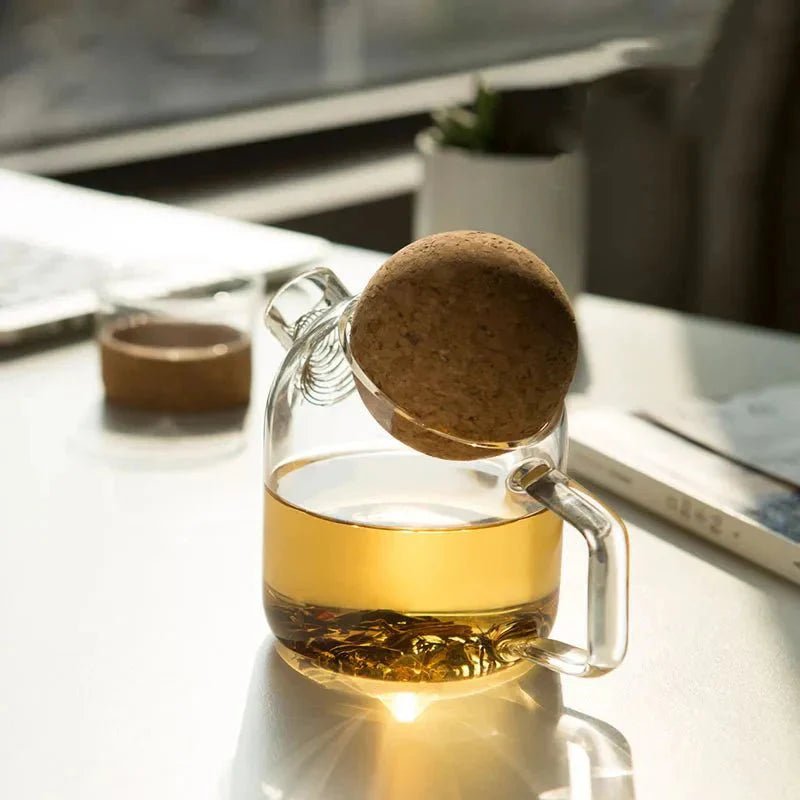 Hommfer – Théière en Verre avec Couvercle en Liège - Hommfer