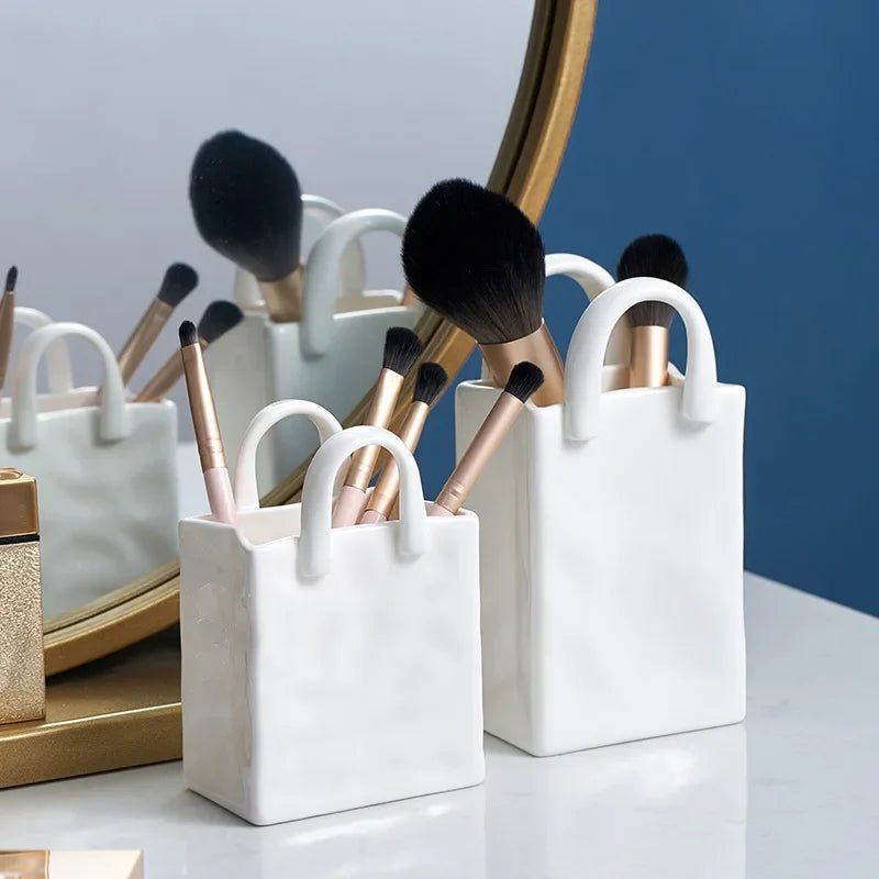 Hommfer - Vase céramique blanc moderne sac - Hommfer