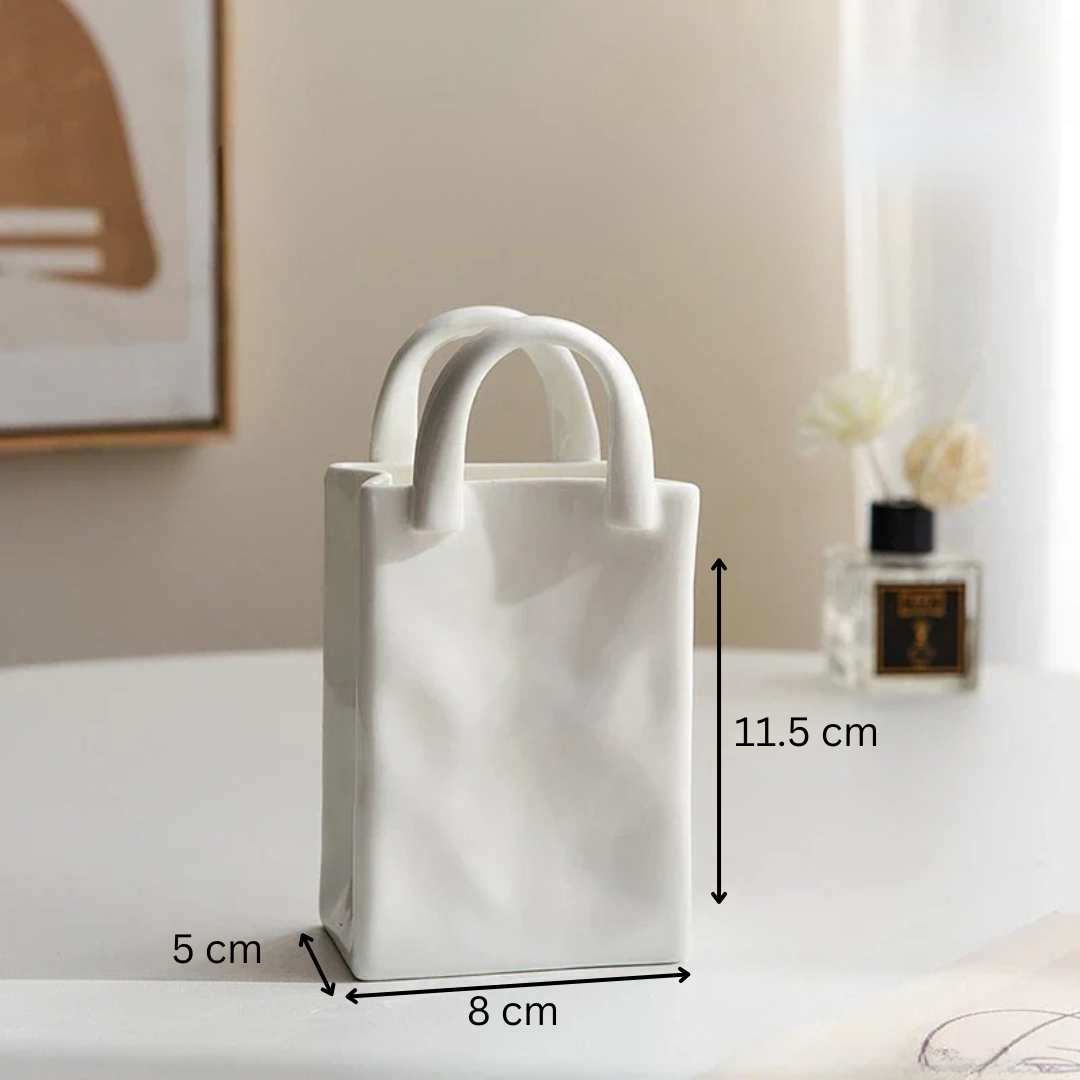 Hommfer - Vase céramique blanc moderne sac - Hommfer