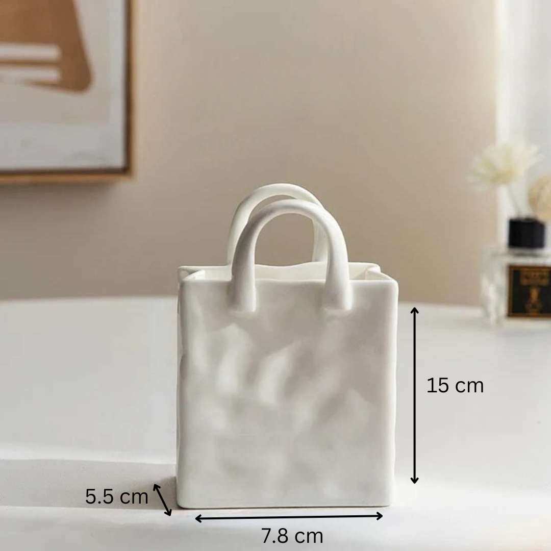 Hommfer - Vase céramique blanc moderne sac - Hommfer