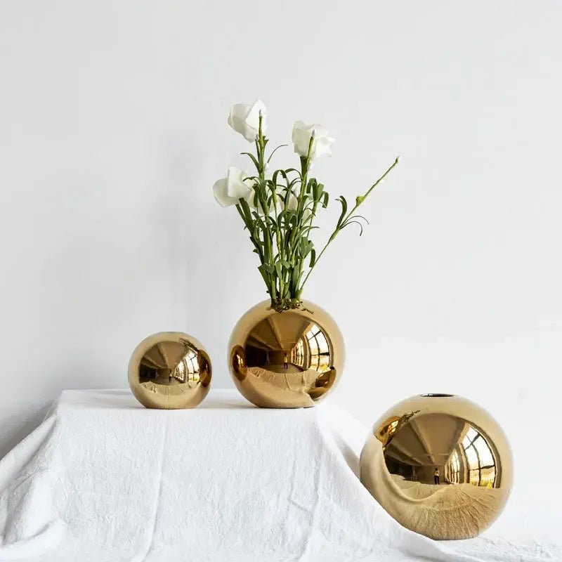 Hommfer - Vase en céramique dorée décoratif - Hommfer