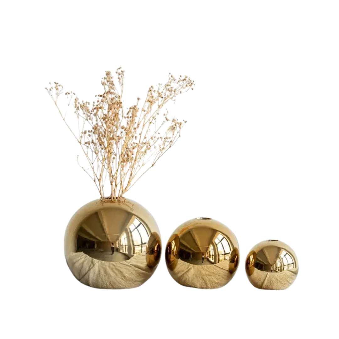 Hommfer - Vase en céramique dorée décoratif - Hommfer