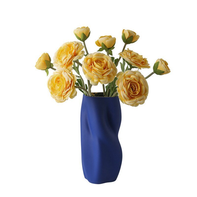 Hommfer – Vase en Céramique Torsadée Blanc et Bleu pour Salon - Hommfer