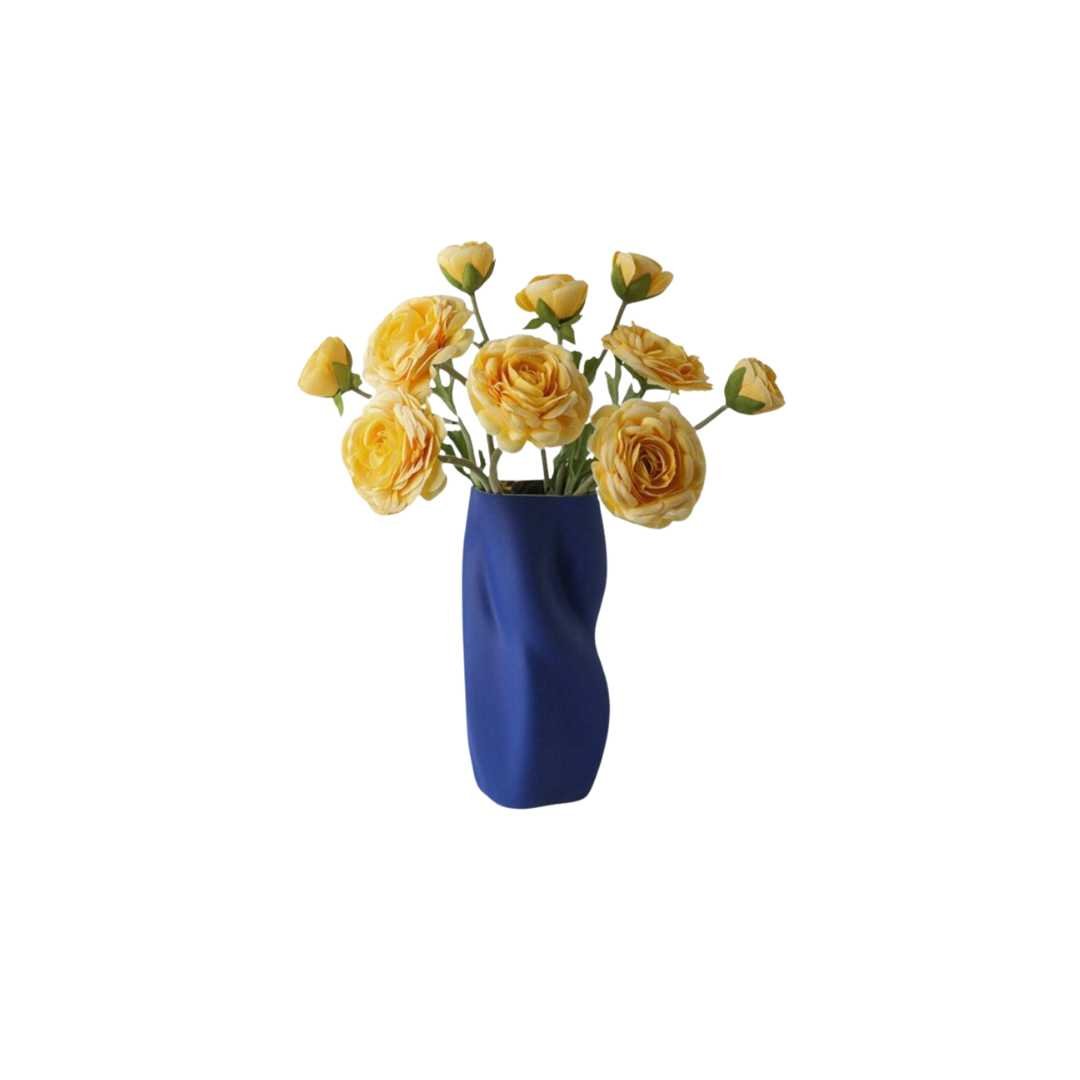 Hommfer – Vase en Céramique Torsadée Blanc et Bleu pour Salon - Hommfer