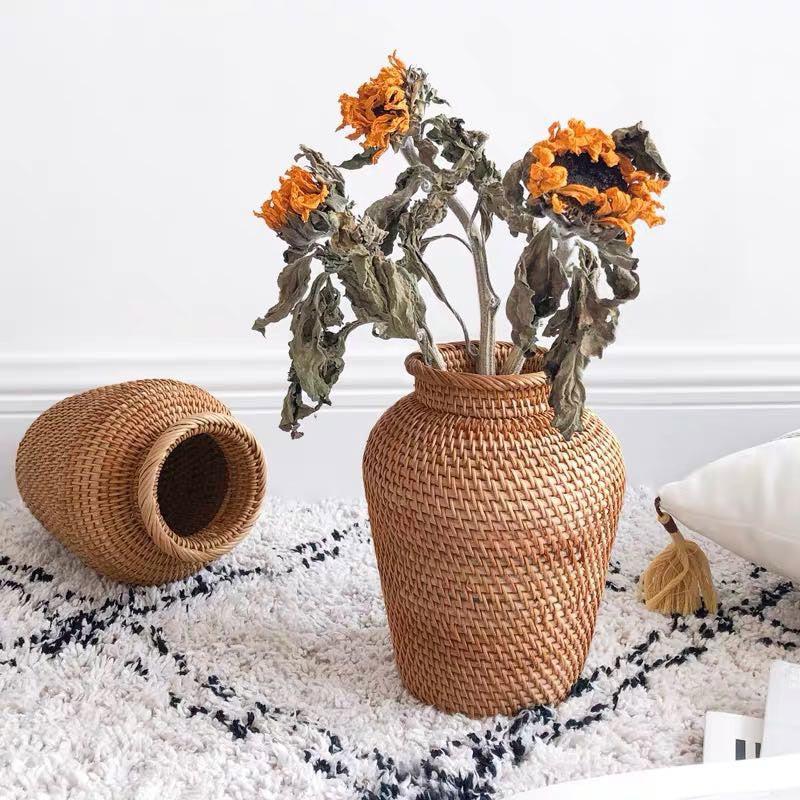 Hommfer – Vase en Rotin Tressé à la Main pour le Salon - Hommfer