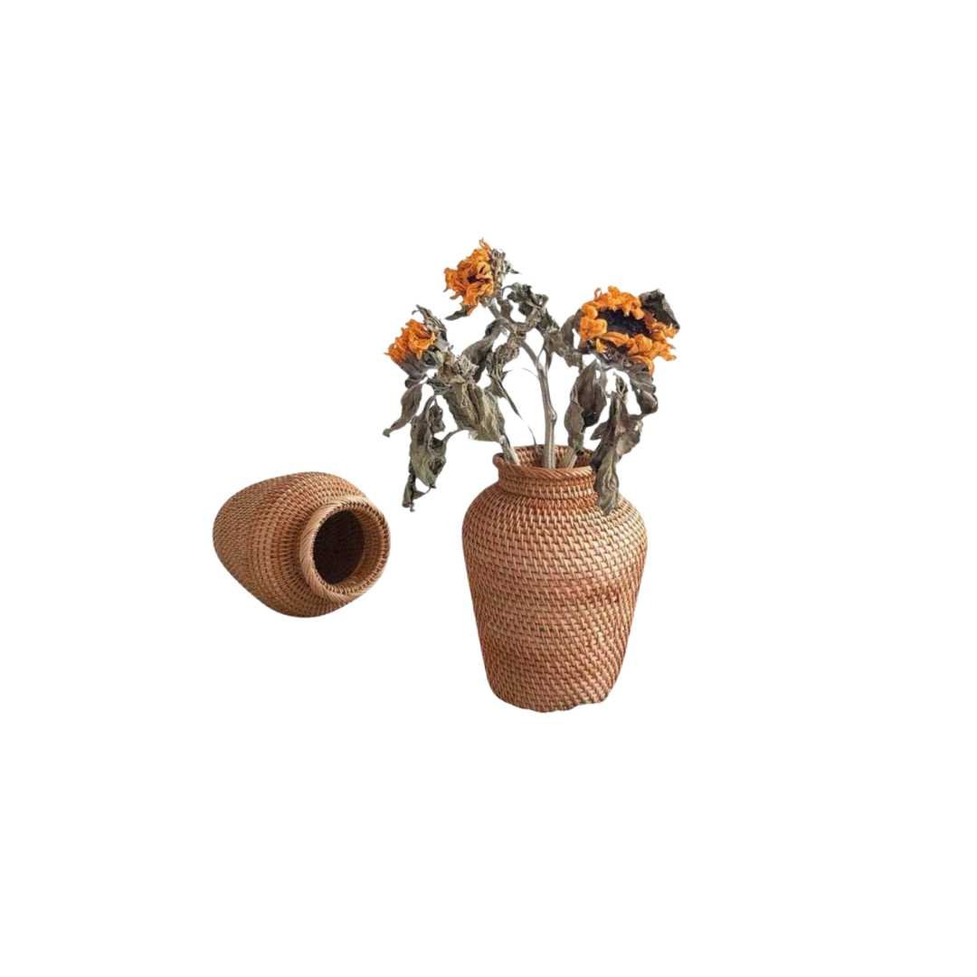 Hommfer – Vase en Rotin Tressé à la Main pour le Salon - Hommfer