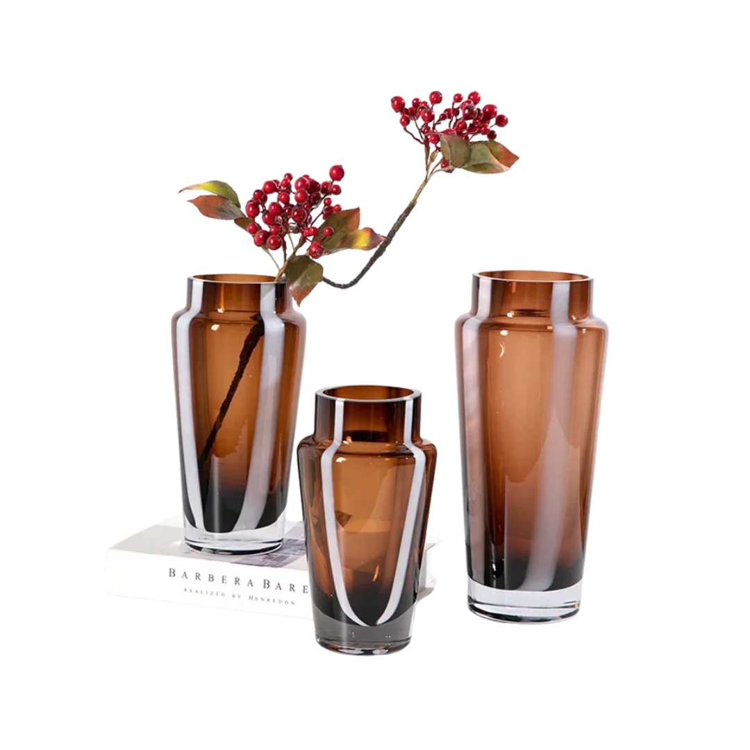 Hommfer - Vase en verre ambré prismatique pour le salon - Hommfer