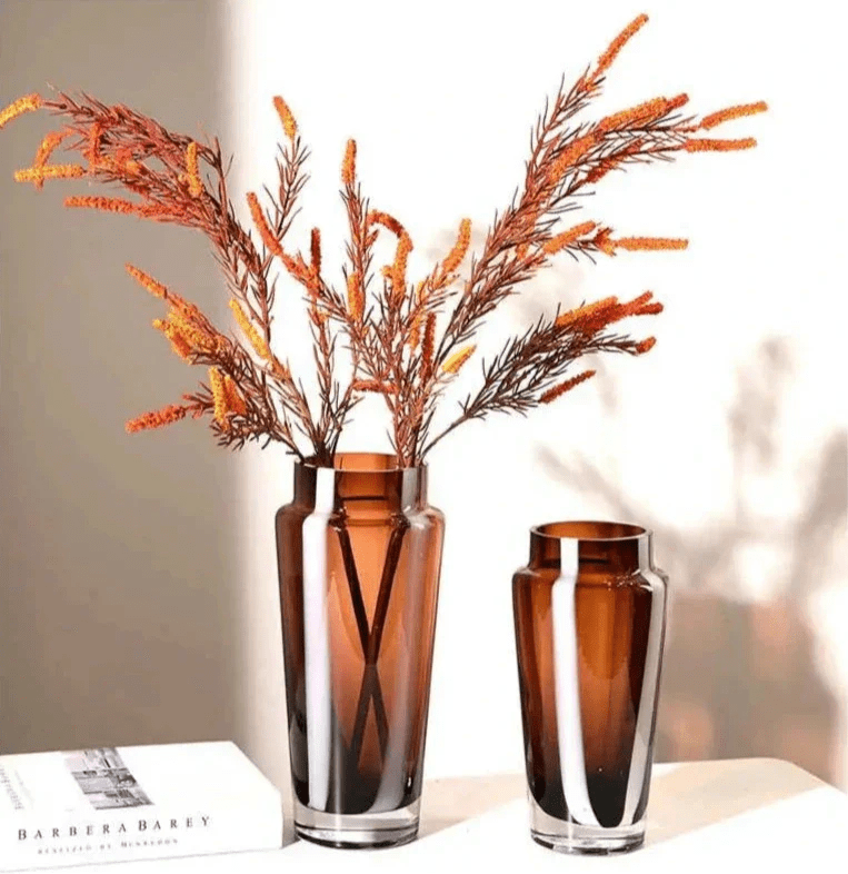 Hommfer - Vase en verre ambré prismatique pour le salon - Hommfer