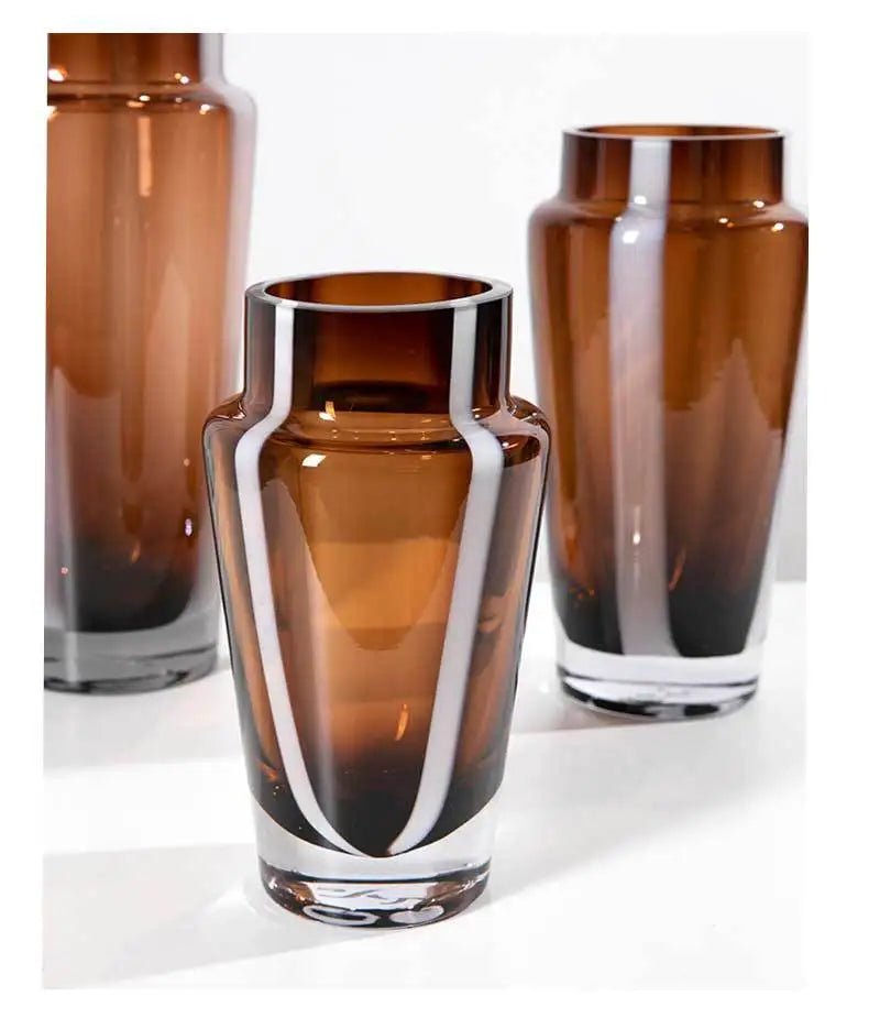 Hommfer - Vase en verre ambré prismatique pour le salon - Hommfer
