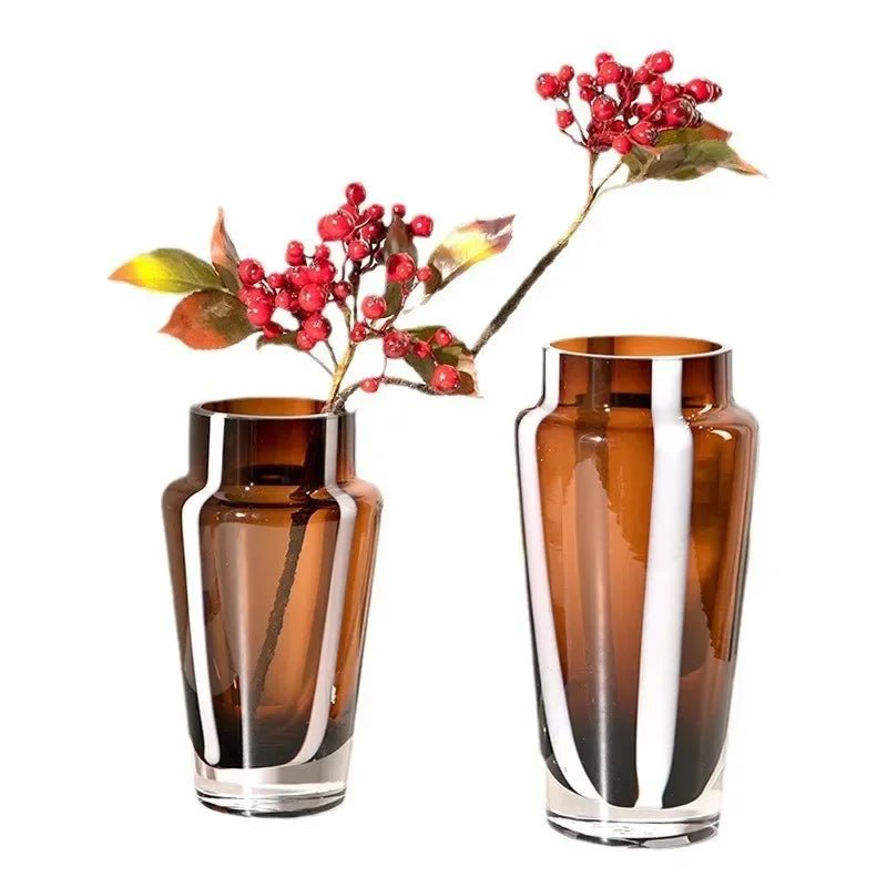 Hommfer - Vase en verre ambré prismatique pour le salon - Hommfer