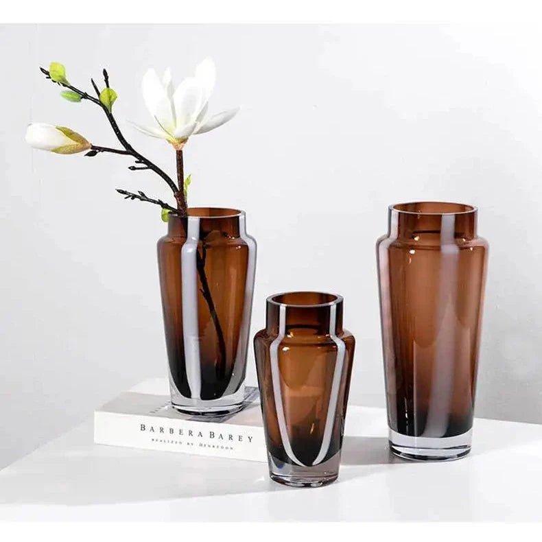 Hommfer - Vase en verre ambré prismatique pour le salon - Hommfer