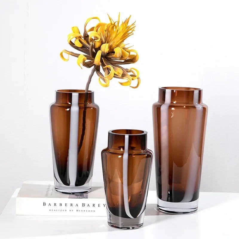 Hommfer - Vase en verre ambré prismatique pour le salon - Hommfer