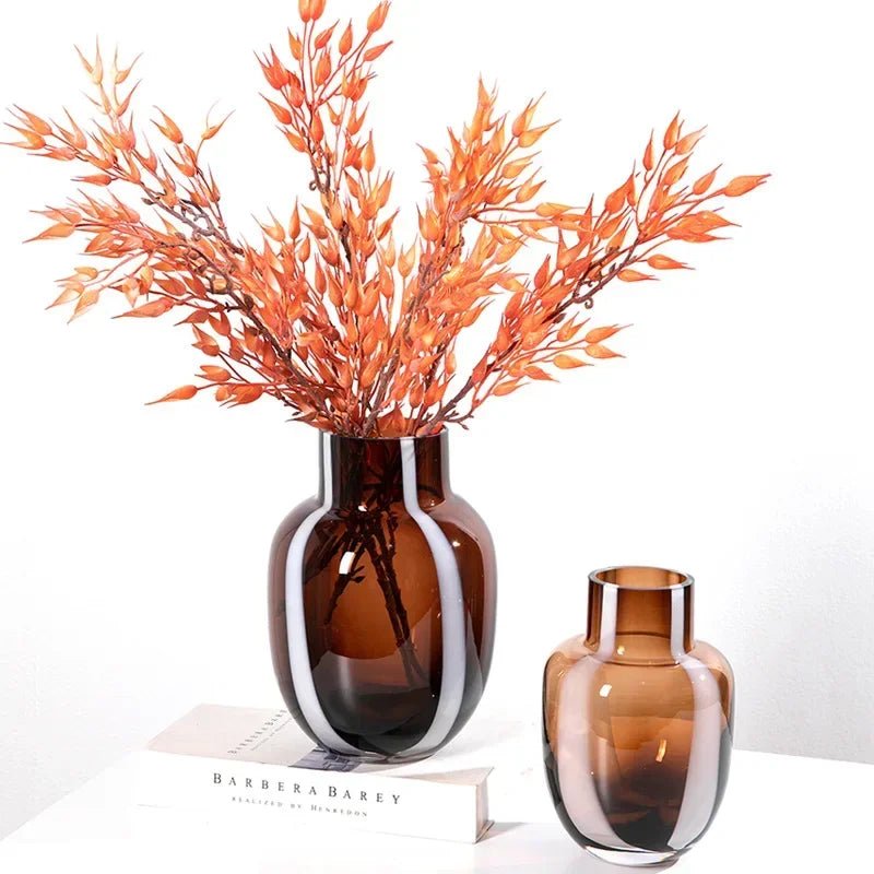 Hommfer - Vase en verre ambré prismatique pour le salon - Hommfer