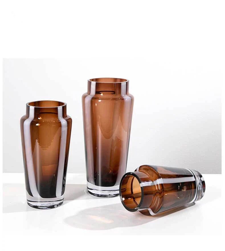 Hommfer - Vase en verre ambré prismatique pour le salon - Hommfer