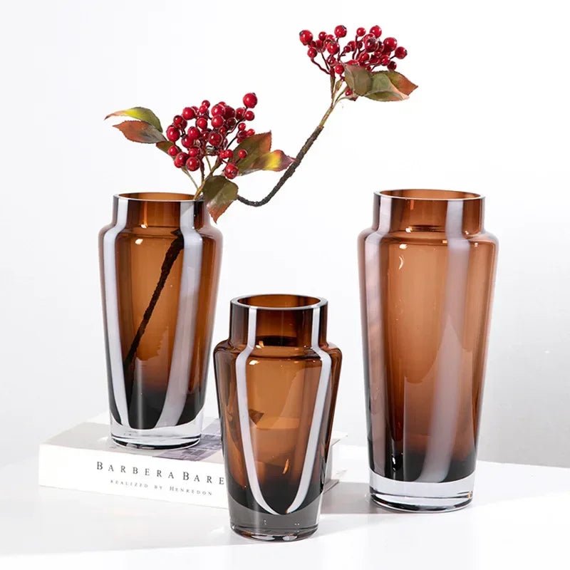 Hommfer - Vase en verre ambré prismatique pour le salon - Hommfer