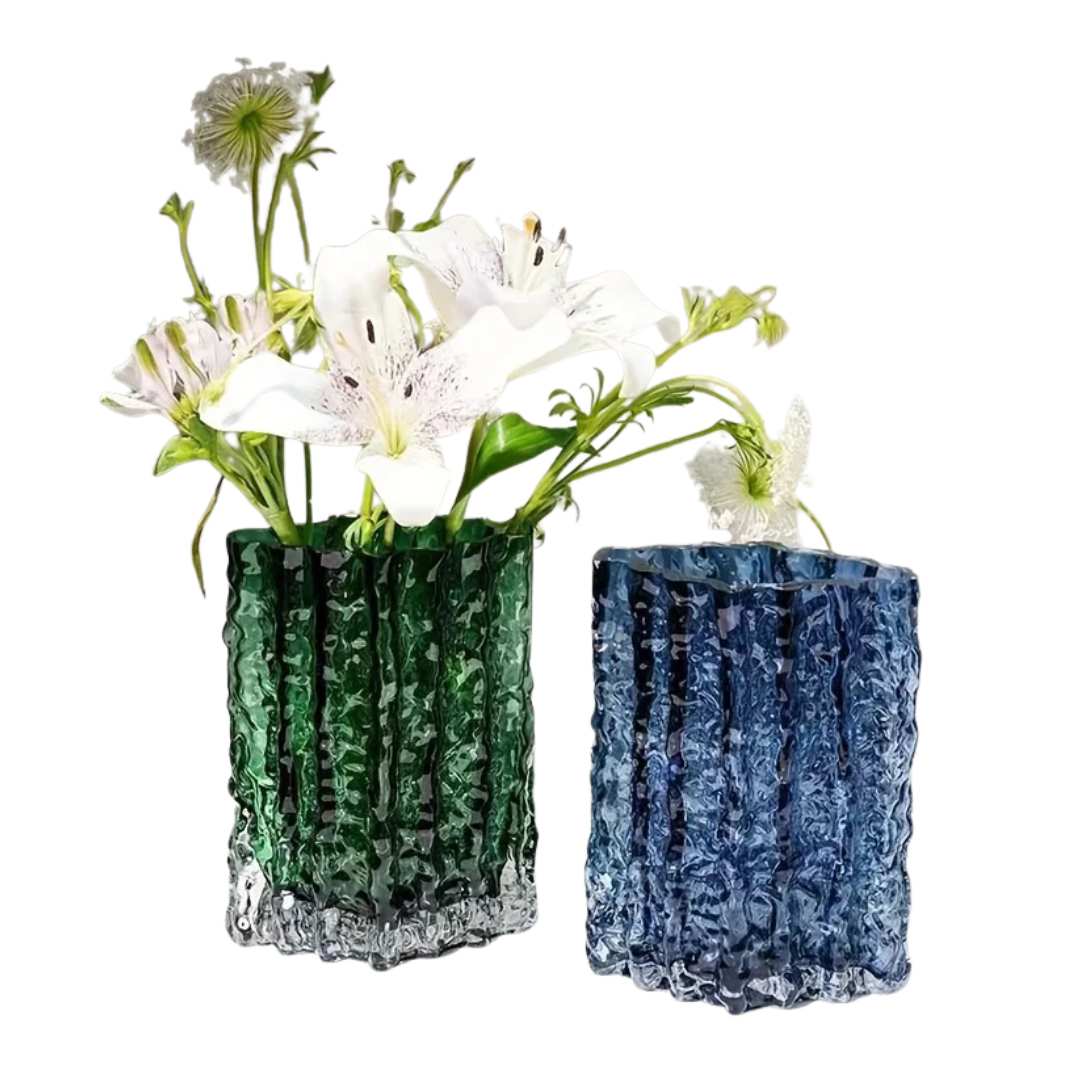 Hommfer – Vase en verre givré texturé pour le salon - Hommfer