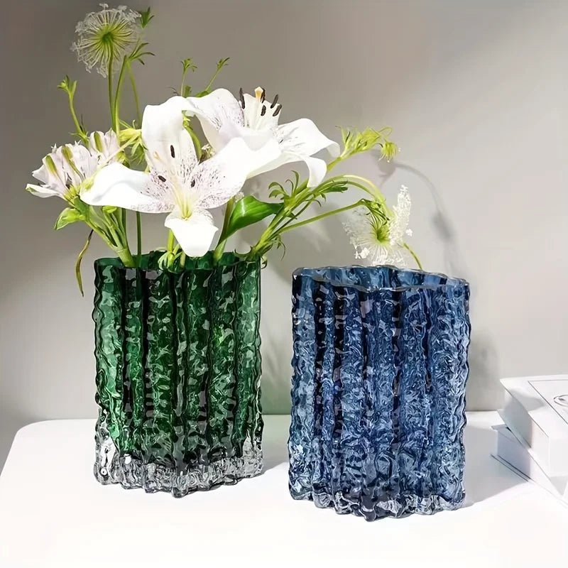 Hommfer – Vase en verre givré texturé pour le salon - Hommfer