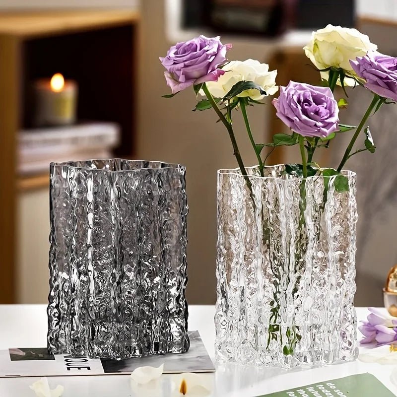 Hommfer – Vase en verre givré texturé pour le salon - Hommfer