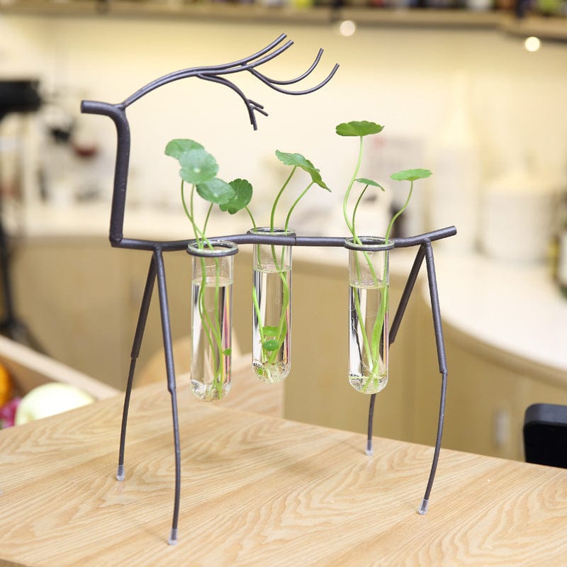 Hommfer – Vase Hydroponique Cerf en Fer Forgé - Hommfer