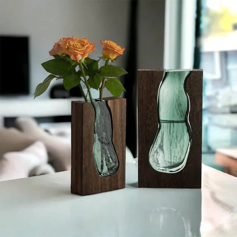 Hommfer – Vase Minimaliste en Bois et Verre - Hommfer