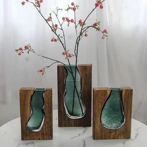 Hommfer – Vase Minimaliste en Bois et Verre - Hommfer