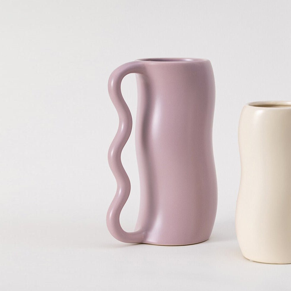 Hommfer - Vase Ondulé en Céramique Lavande Crème - Hommfer