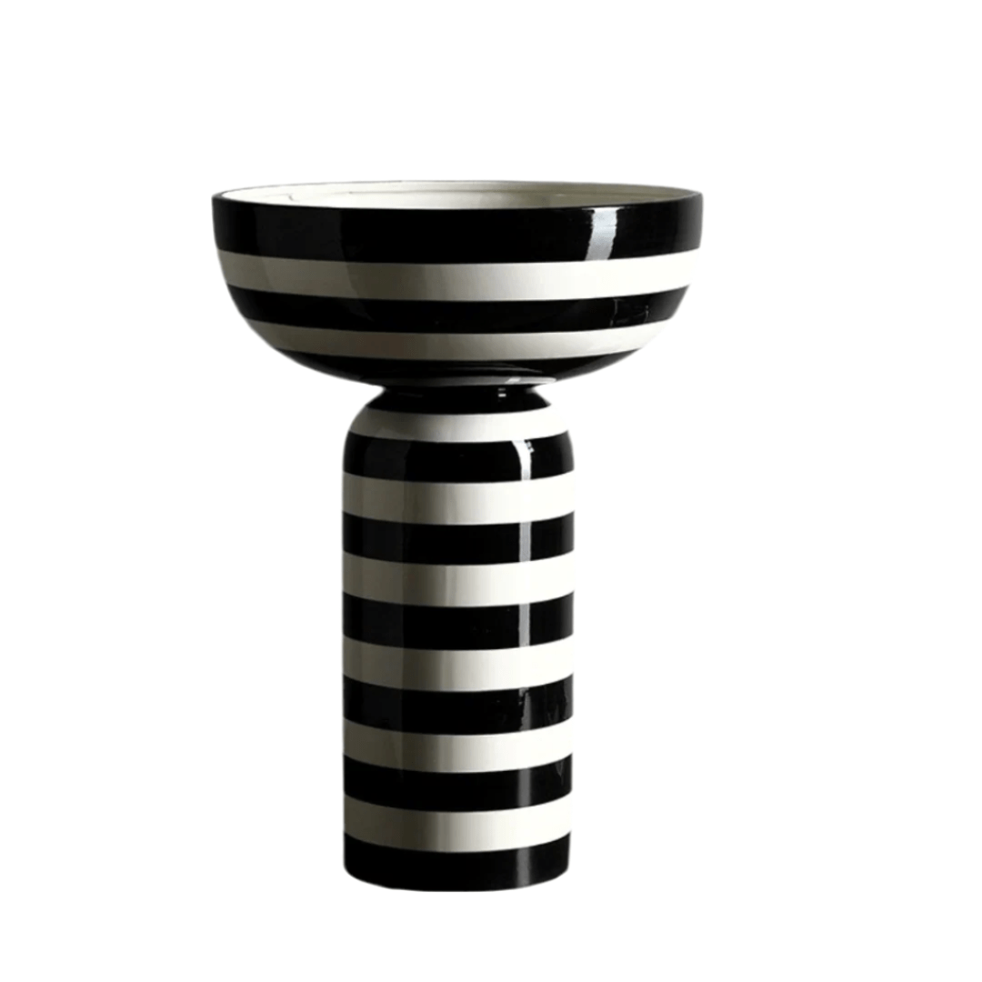 Hommfer – Vase Rayé Noir et Blanc Élégant Elinor - Hommfer