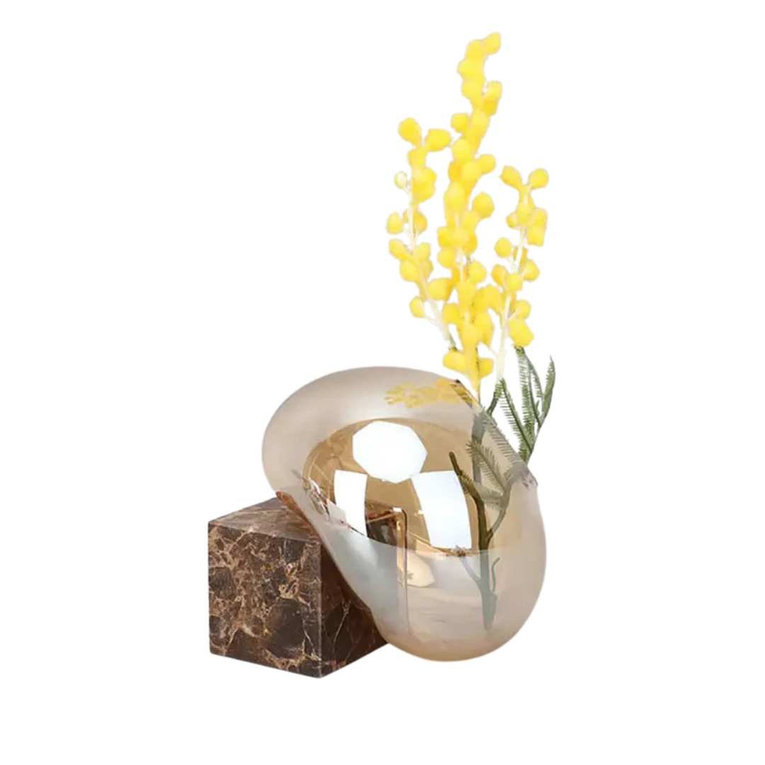 Hommfer – Vase sphérique en verre ambre pour le salon - Hommfer