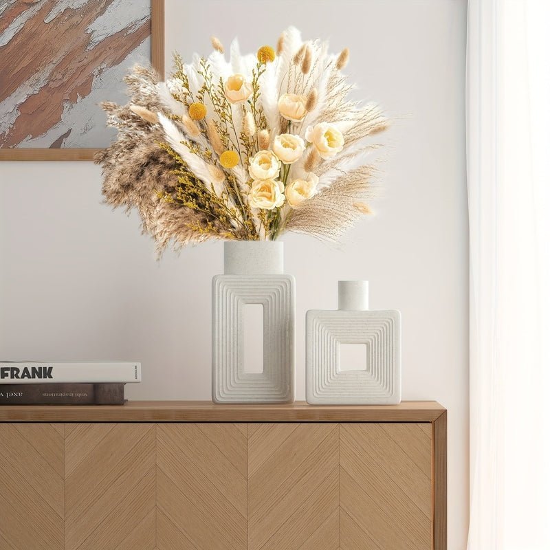 Hommfer – Vases en Céramique Blanche au Design Géométrique pour un Intérieur Bohème - Hommfer