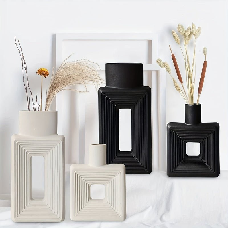 Hommfer – Vases en Céramique Blanche au Design Géométrique pour un Intérieur Bohème - Hommfer