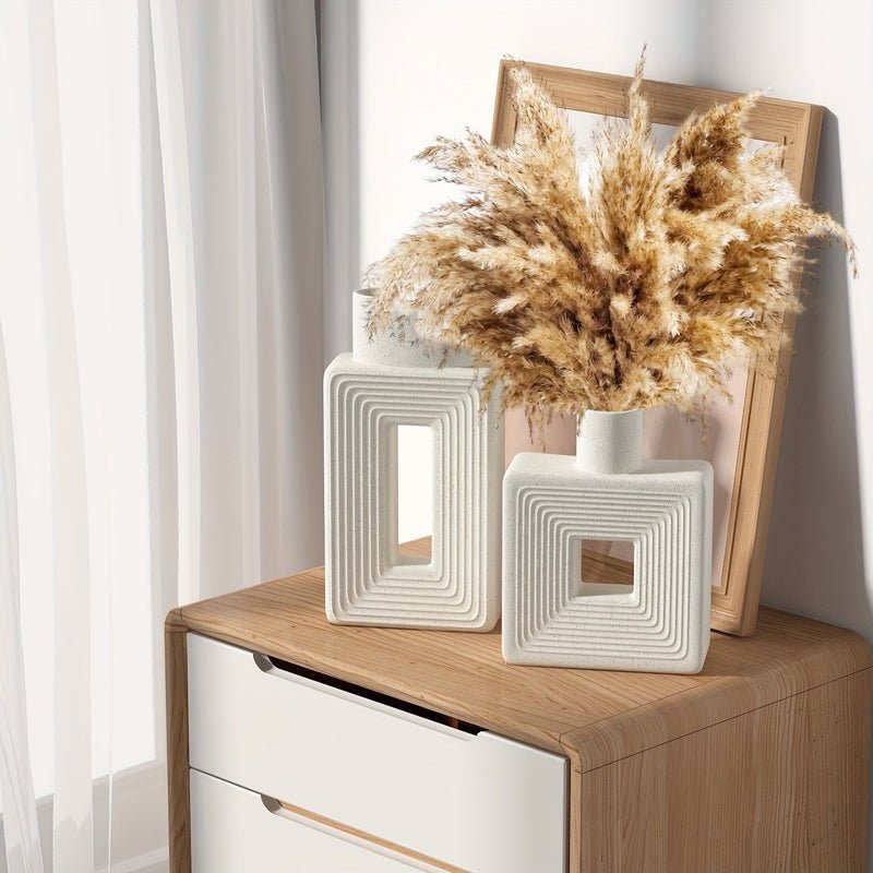 Hommfer – Vases en Céramique Blanche au Design Géométrique pour un Intérieur Bohème - Hommfer