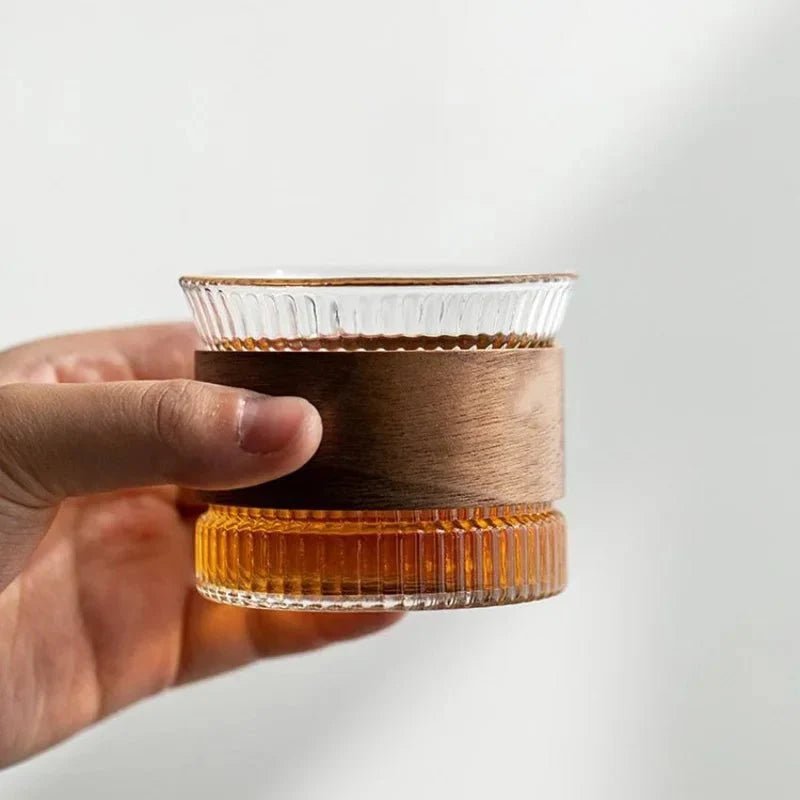 Hommfer – Verre Tumbler Fait Main avec Détail en Bois - Hommfer