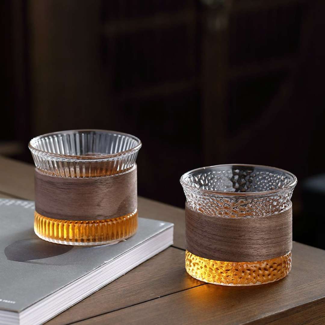 Hommfer – Verre Tumbler Fait Main avec Détail en Bois - Hommfer