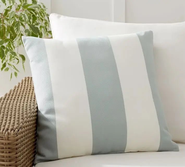 Housse de coussin d’extérieur en velours à rayures larges 45 x 45 cm, 7 couleurs - Hommfer