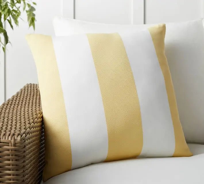 Housse de coussin d’extérieur en velours à rayures larges 45 x 45 cm, 7 couleurs - Hommfer