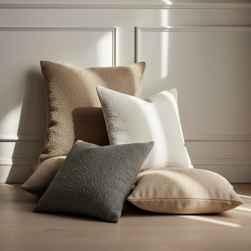 Housse de coussin en bouclé doux 45x45 cm avec fermeture éclair invisible pour canapés et lits, 12 couleurs - Hommfer