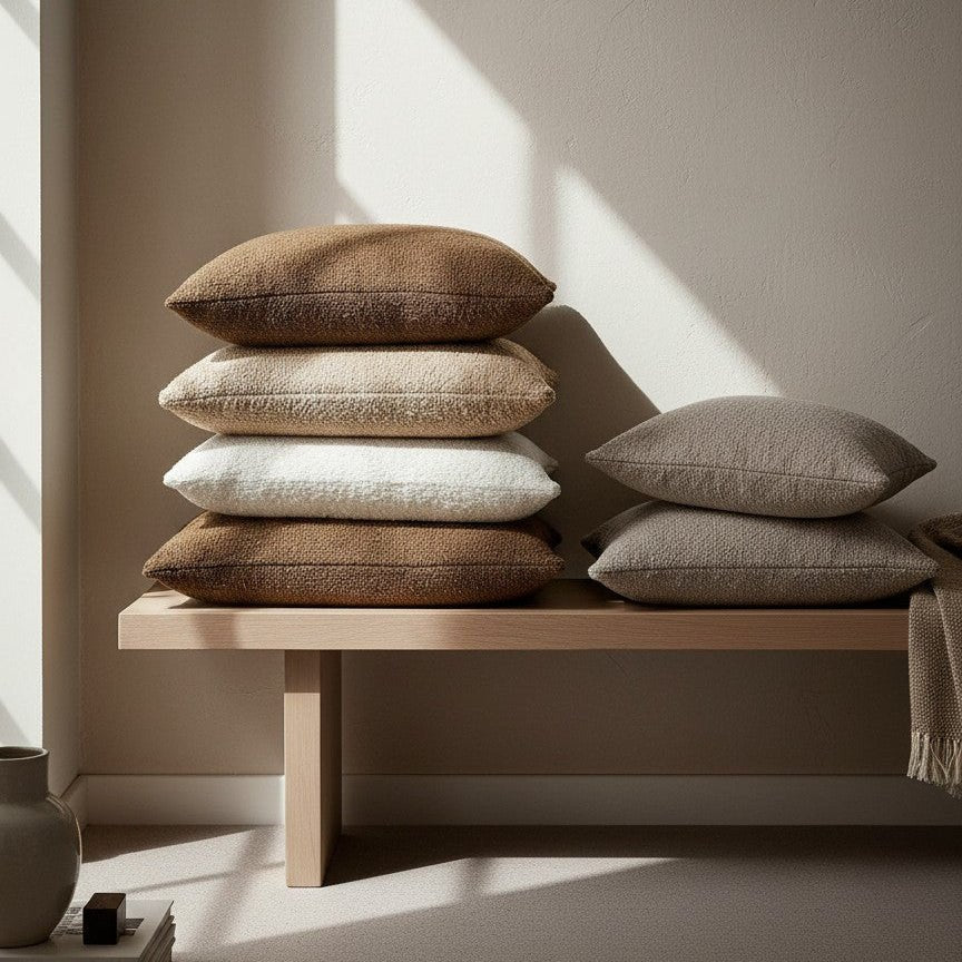 Housse de coussin en bouclé doux 45x45 cm avec fermeture éclair invisible pour canapés et lits, 12 couleurs - Hommfer