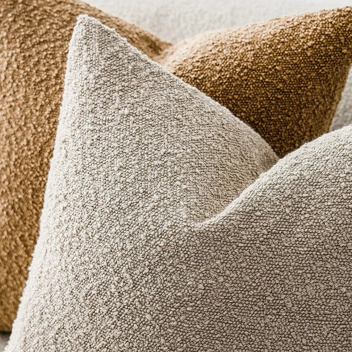 Housse de coussin en bouclé doux 45x45 cm avec fermeture éclair invisible pour canapés et lits, 12 couleurs - Hommfer