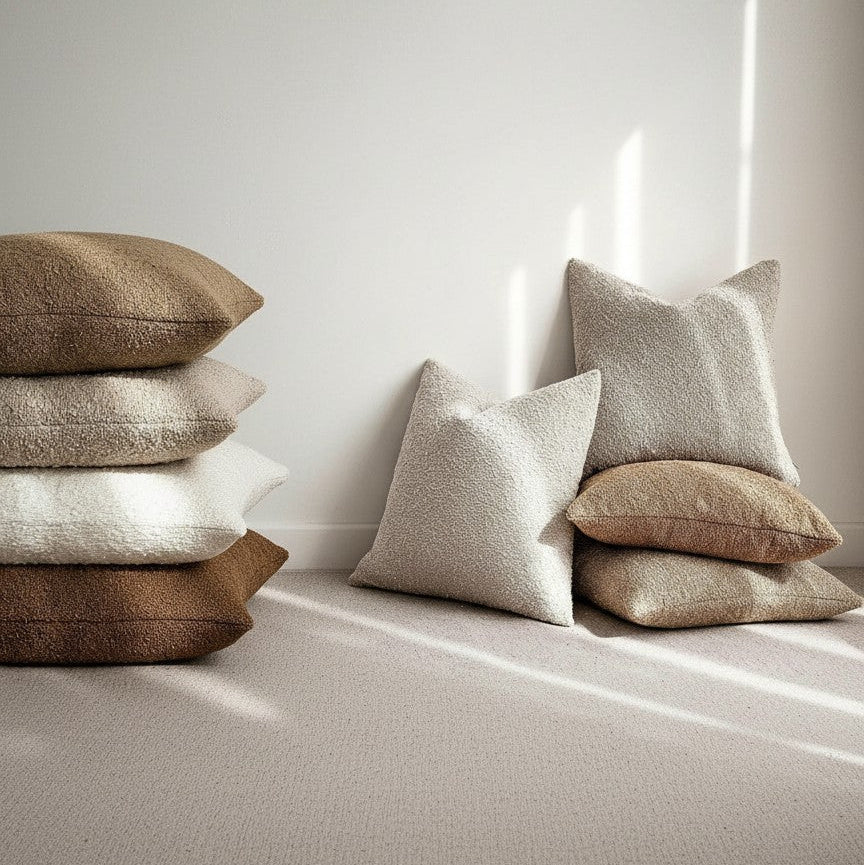 Housse de coussin en bouclé doux 45x45 cm avec fermeture éclair invisible pour canapés et lits, 12 couleurs - Hommfer