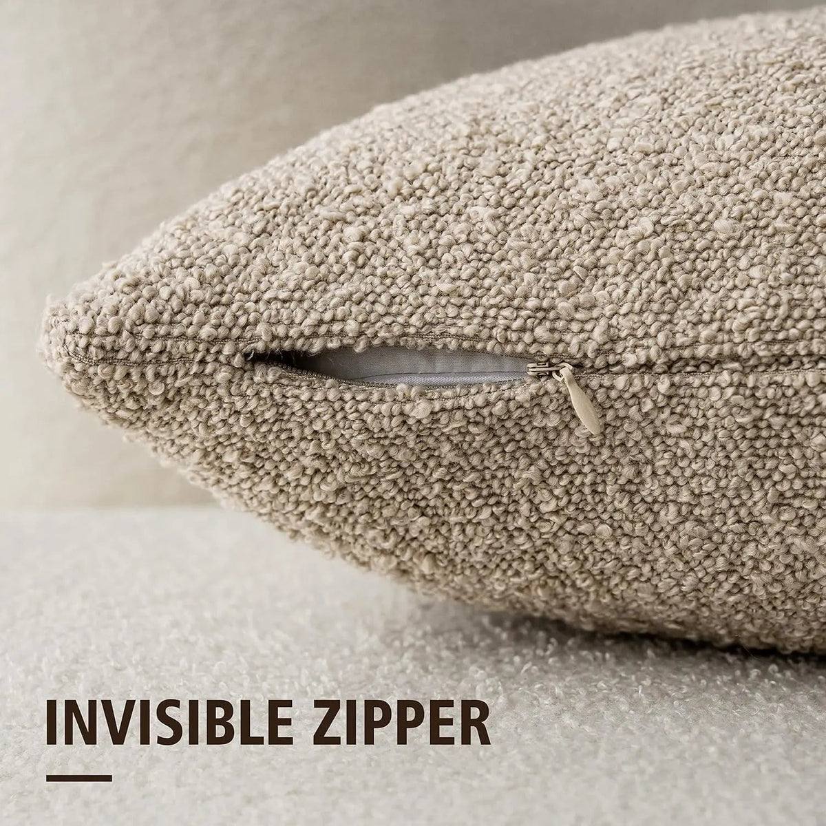 Housse de coussin en bouclé doux 45x45 cm avec fermeture éclair invisible pour canapés et lits, 12 couleurs - Hommfer