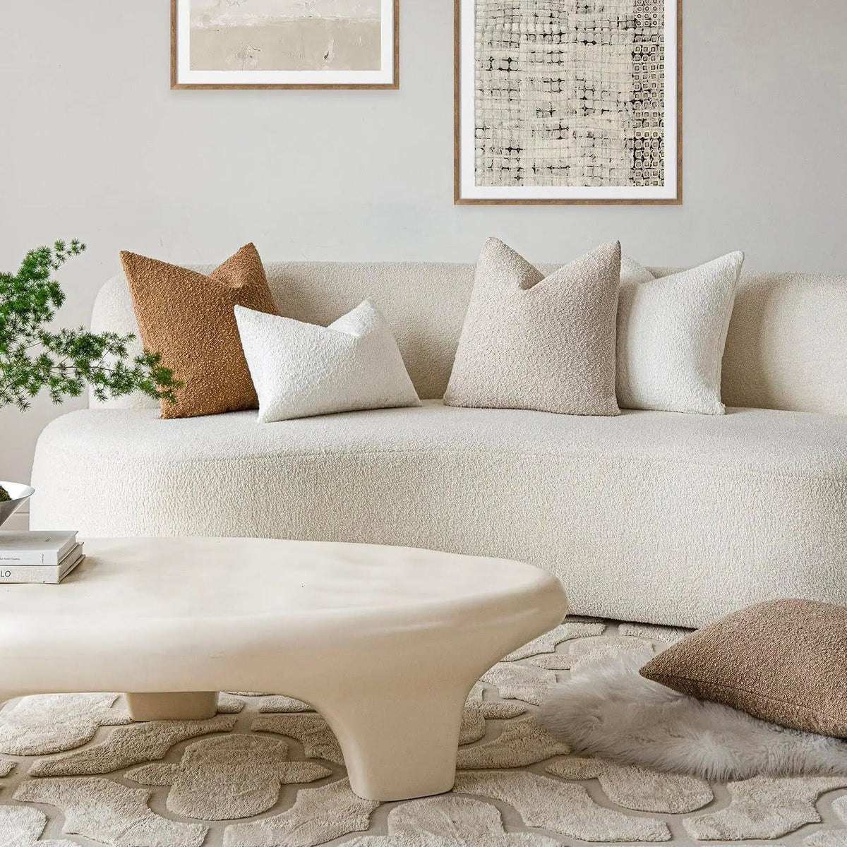 Housse de coussin en bouclé doux 45x45 cm avec fermeture éclair invisible pour canapés et lits, 12 couleurs - Hommfer