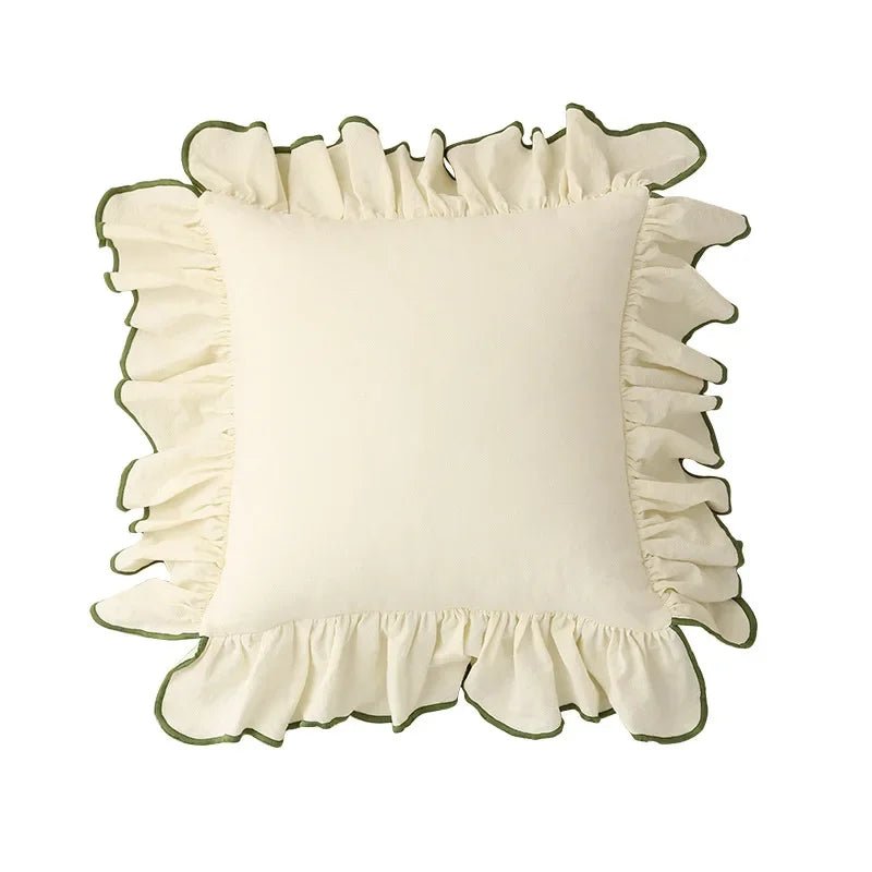 Housse de coussin en coton doux à volants 45 x 45 cm 6 coloris - Hommfer