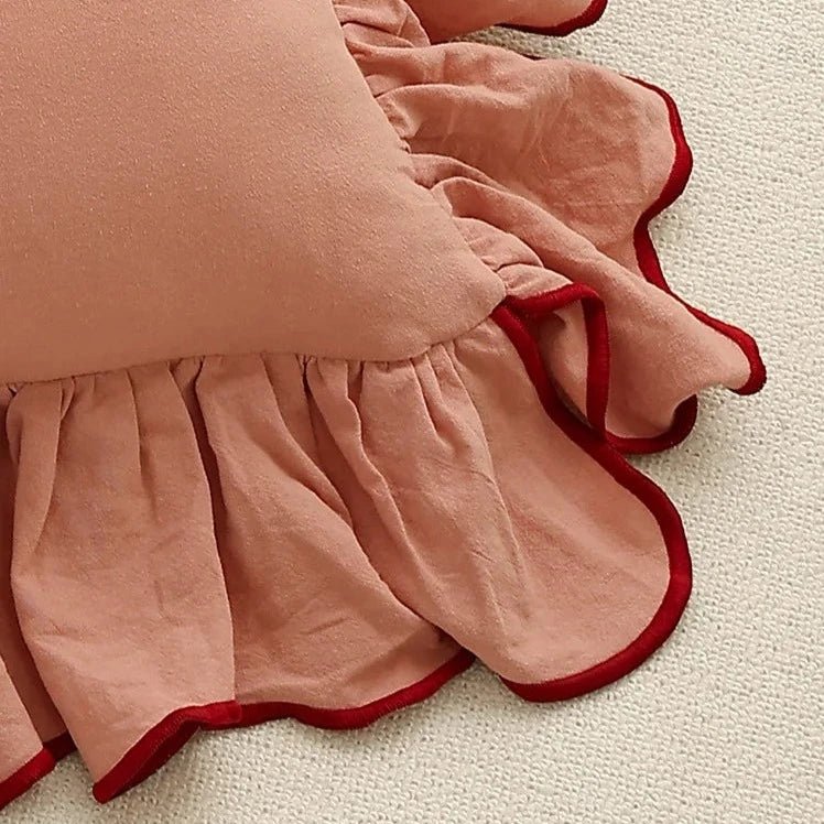 Housse de coussin en coton doux à volants 45 x 45 cm 6 coloris - Hommfer