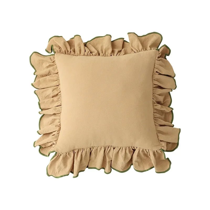 Housse de coussin en coton doux à volants 45 x 45 cm 6 coloris - Hommfer
