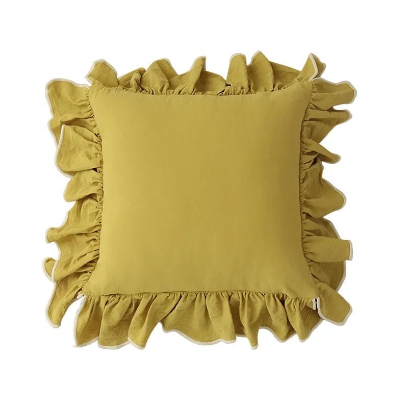 Housse de coussin en coton doux à volants 45 x 45 cm 6 coloris - Hommfer