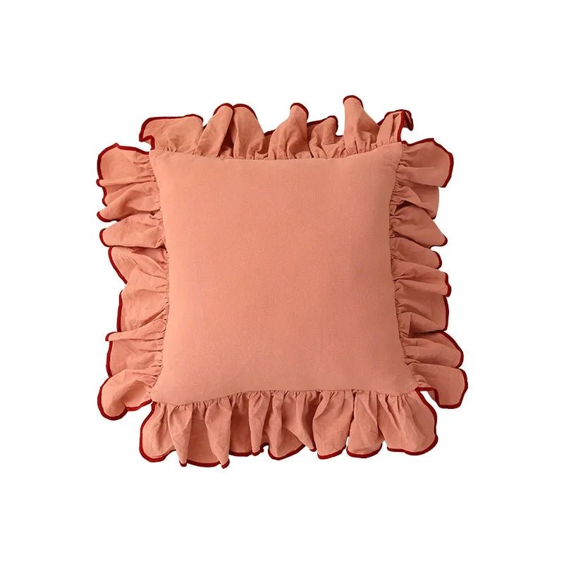Housse de coussin en coton doux à volants 45 x 45 cm 6 coloris - Hommfer
