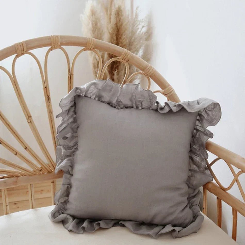Housse de coussin en lin 100% doux à volants en 10 couleurs sans rembourrage et plusieurs tailles - Hommfer