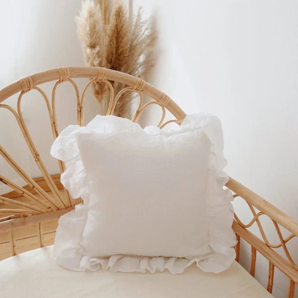 Housse de coussin en lin 100% doux à volants en 10 couleurs sans rembourrage et plusieurs tailles - Hommfer